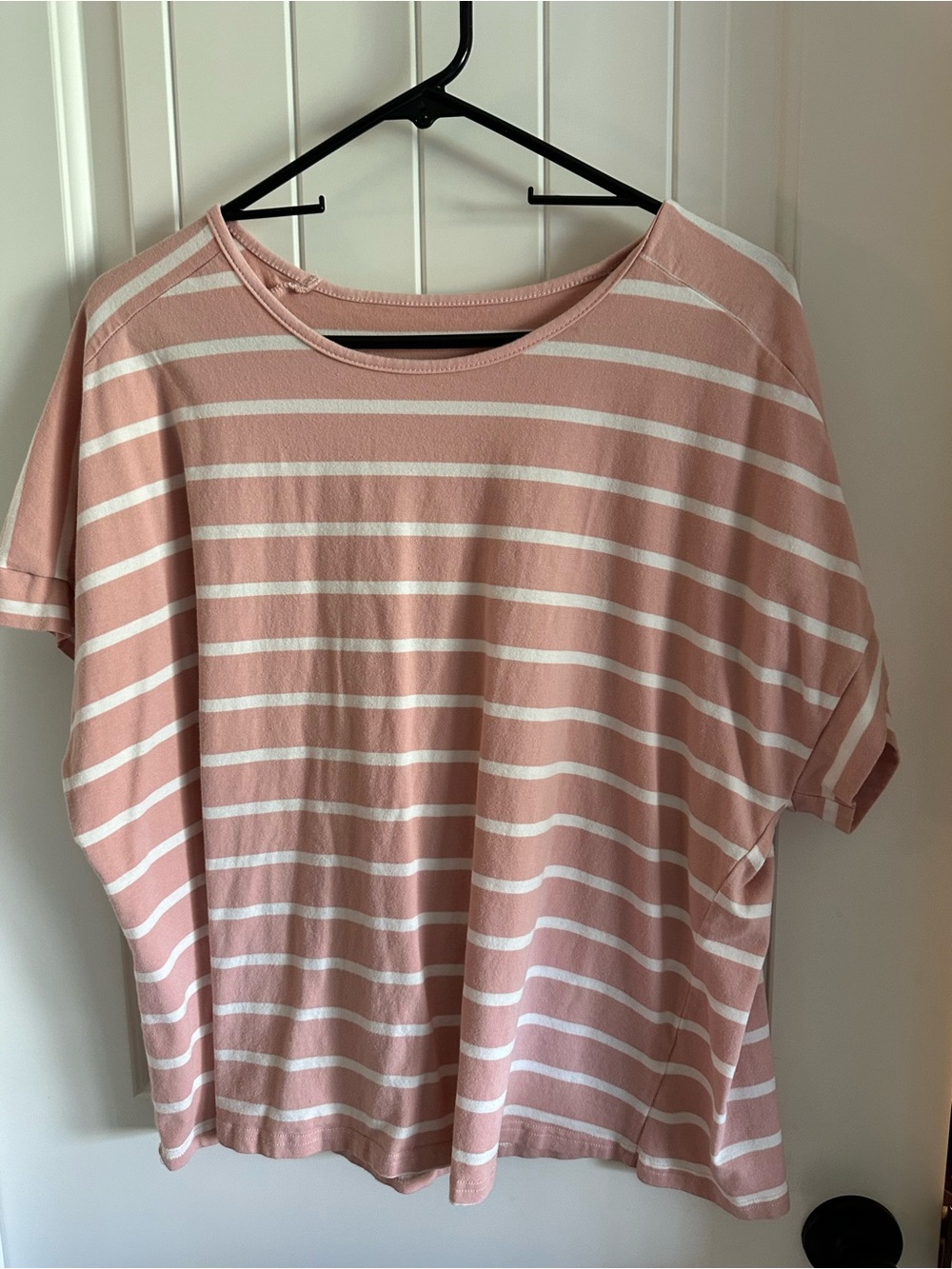 Striped Pink & White Relaxed Tee
